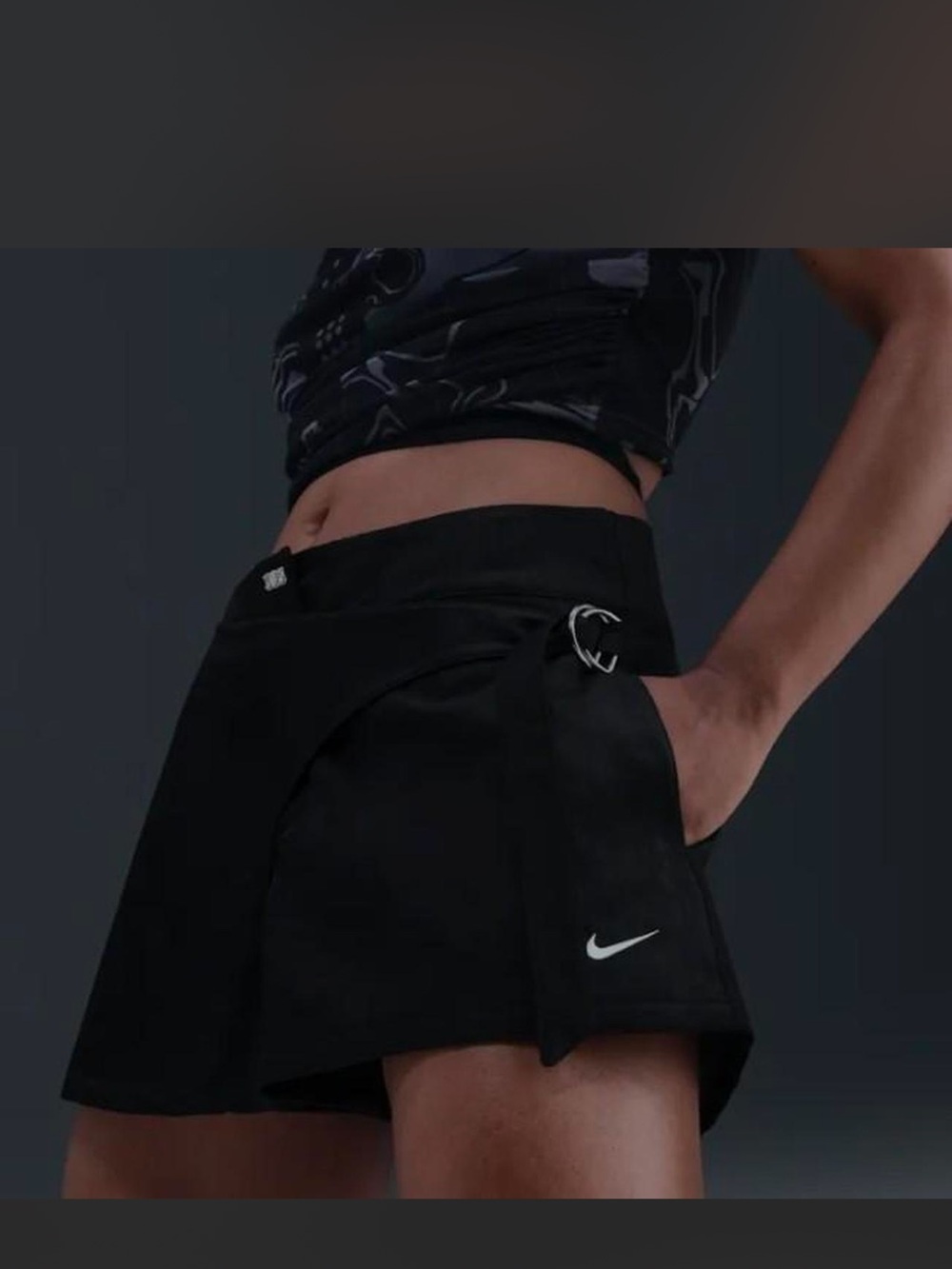 Nike x Serena Williams Black High-Waist Athletic Shorts with Wrap Detail